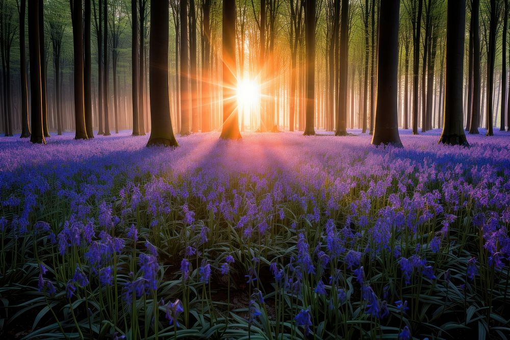 Forest sun landscape sunlight. AI generated Image by rawpixel.