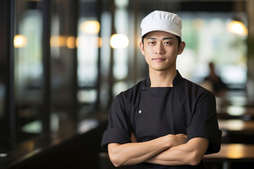 Male asian chef restaurant portrait protection. AI generated Image by rawpixel.