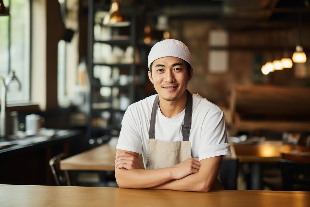 Male asian chef restaurant portrait entrepreneur. AI generated Image by rawpixel.