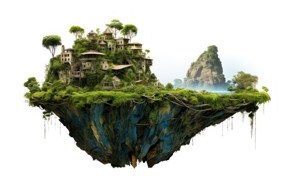 Floating island have only yard architecture landscape outdoors. AI generated Image by rawpixel.