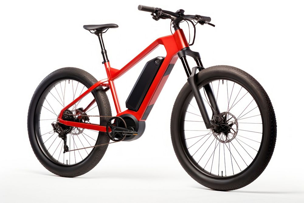 Red ebike vehicle bicycle wheel. AI generated Image by rawpixel.