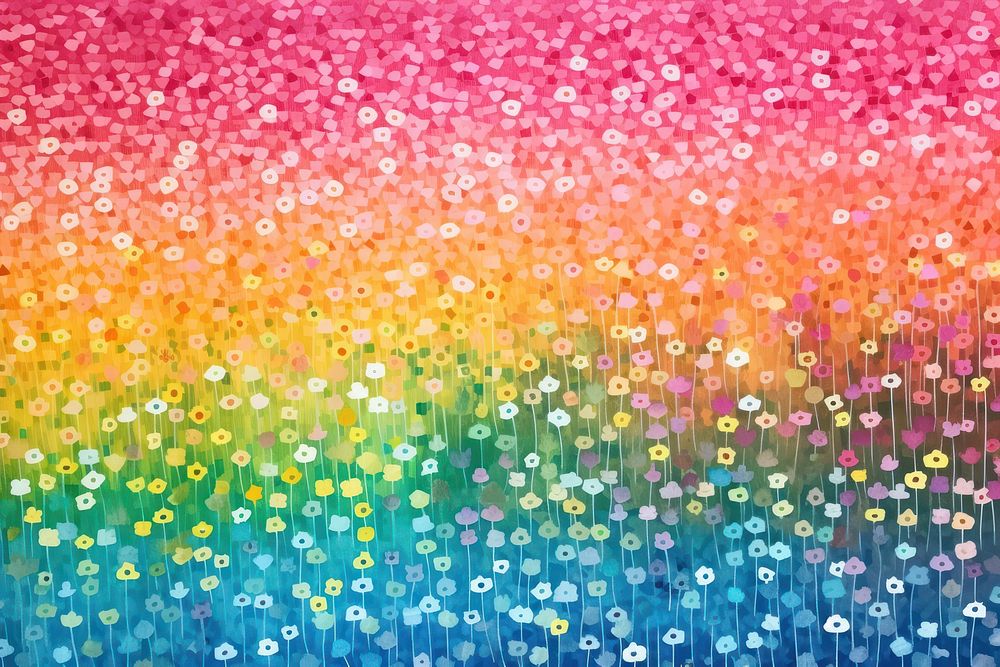 Rainbow flower meadow backgrounds glitter | Free Photo Illustration