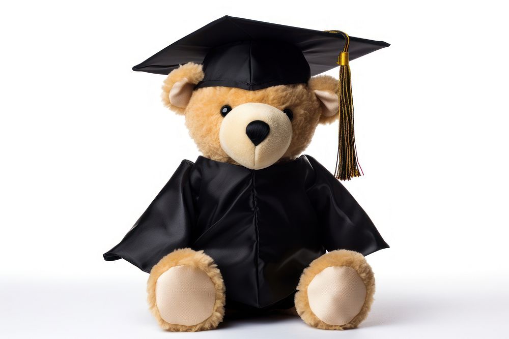 Graduation bear toy white background. AI generated Image by rawpixel.
