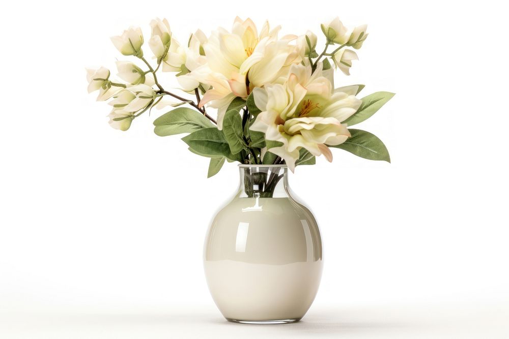 Flower vase plant white background inflorescence. AI generated Image by rawpixel.