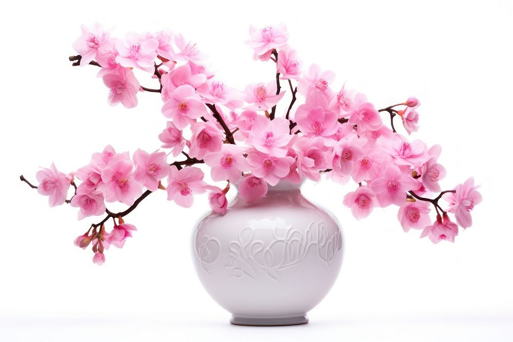 Flowers vase blossom plant white background. AI generated Image by rawpixel.