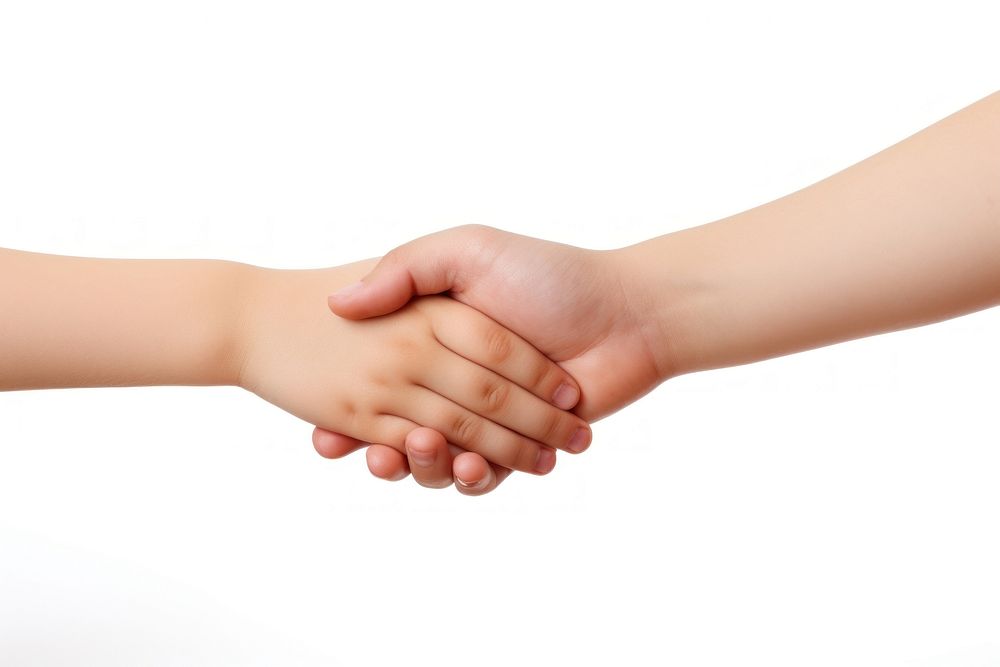 Handshake handshake white background togetherness. AI generated Image by rawpixel.