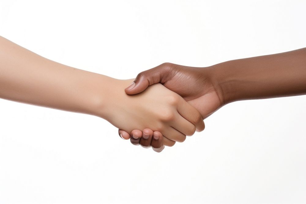 Holding hands handshake white background holding hands. AI generated Image by rawpixel.
