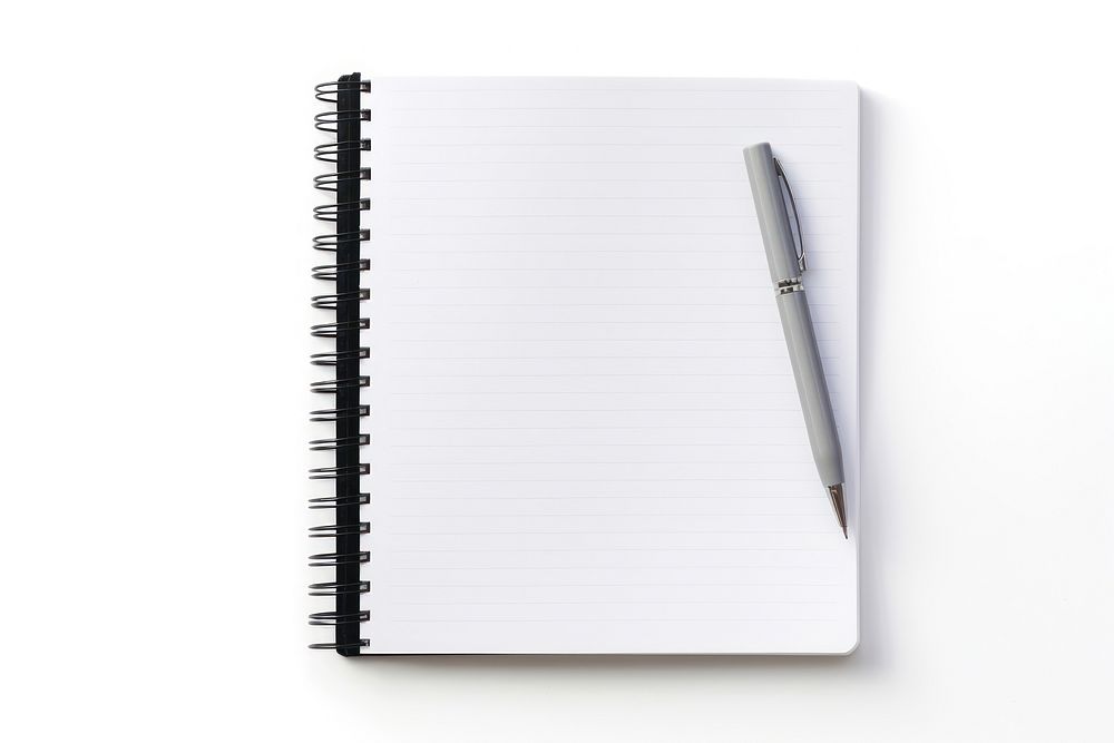 Pen withe notebook diary page white background. AI generated Image by rawpixel.