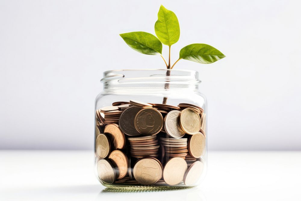 Money plant jar coin. AI generated Image by rawpixel.