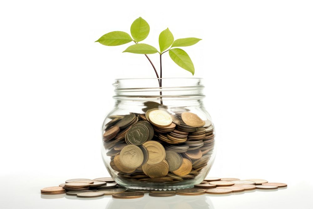 Money plant coin jar. AI generated Image by rawpixel.