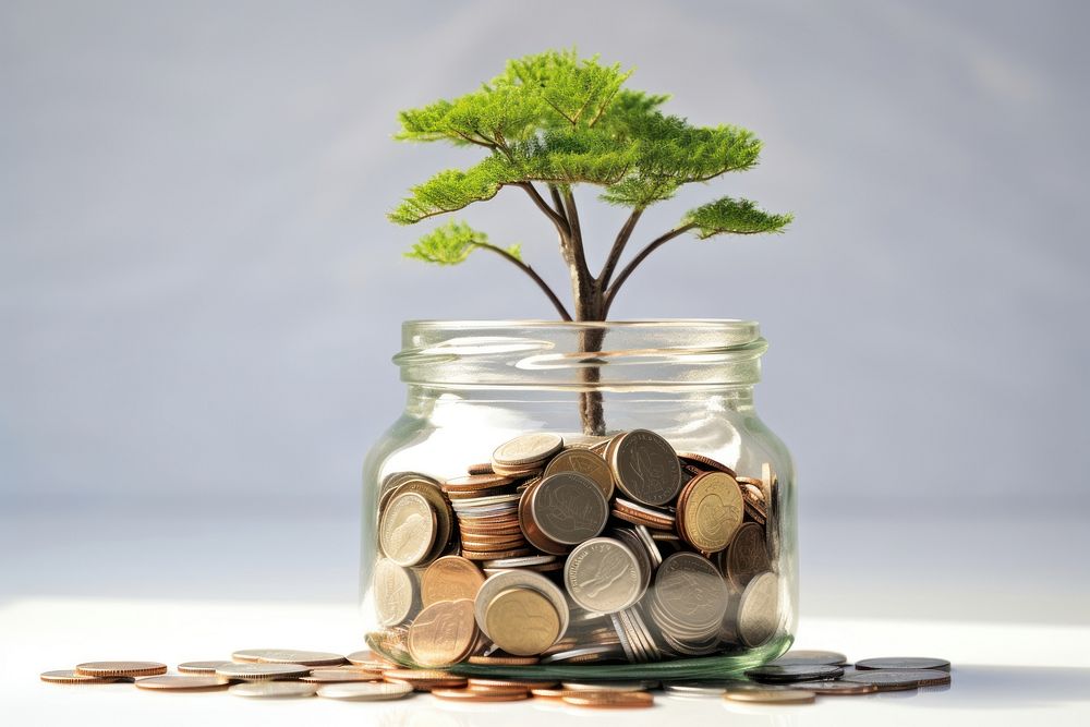 Money coin jar plant. AI generated Image by rawpixel.