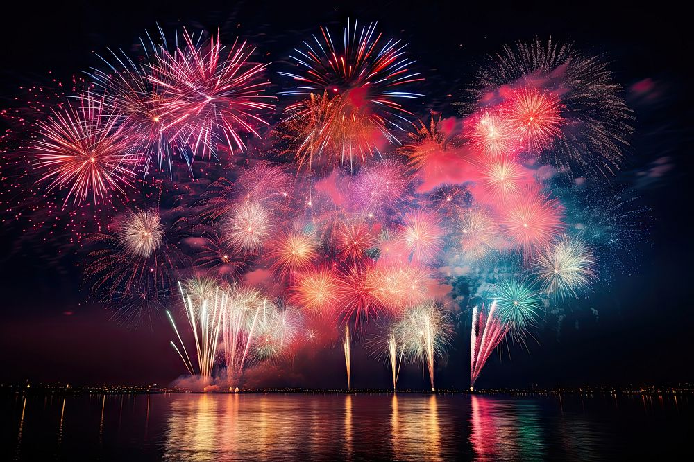 Fireworks outdoors nature night. AI generated Image by rawpixel.