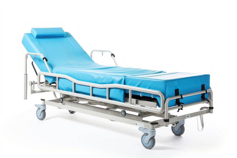 Hospital stretcher furniture white background architecture. AI generated Image by rawpixel.