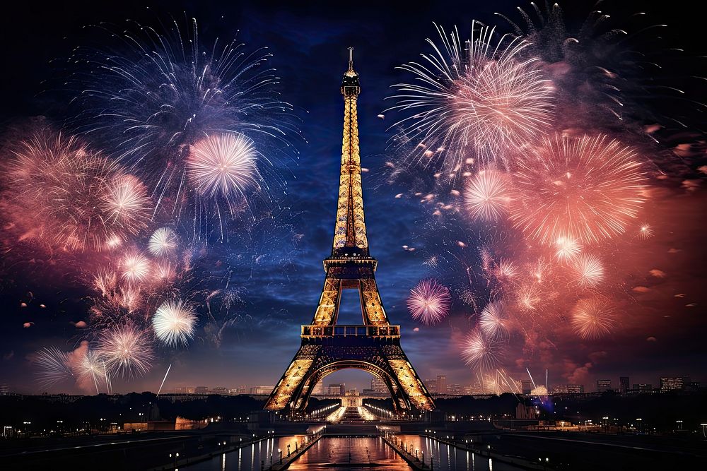Fireworks landmark architecture tower. AI generated Image by rawpixel.