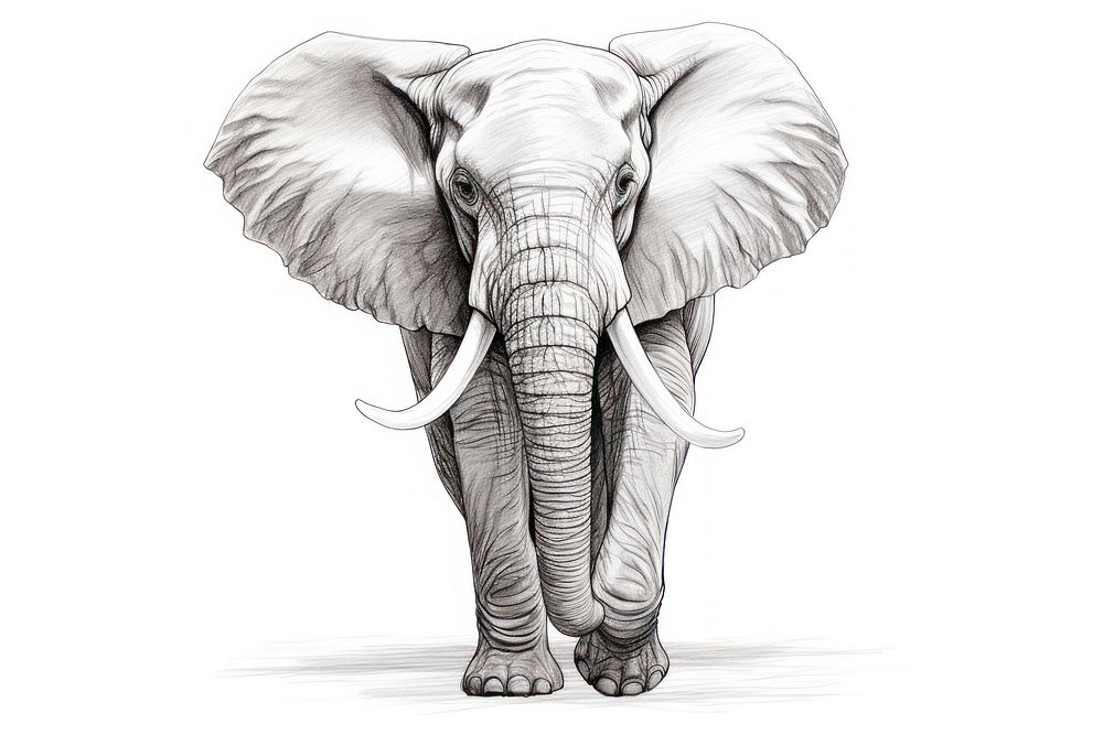 Elephant drawing wildlife animal. AI generated Image by rawpixel.