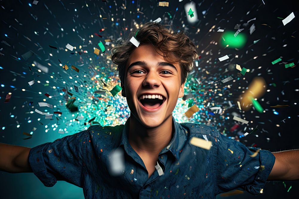 New year party laughing portrait photo. AI generated Image by rawpixel.