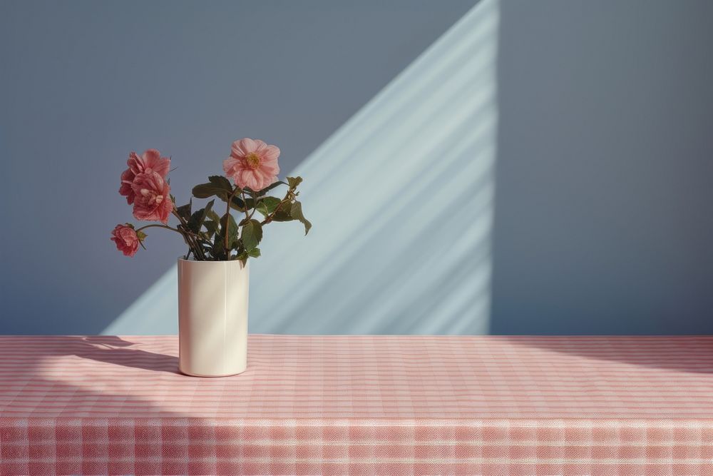 Table tablecloth flower plant. AI generated Image by rawpixel.