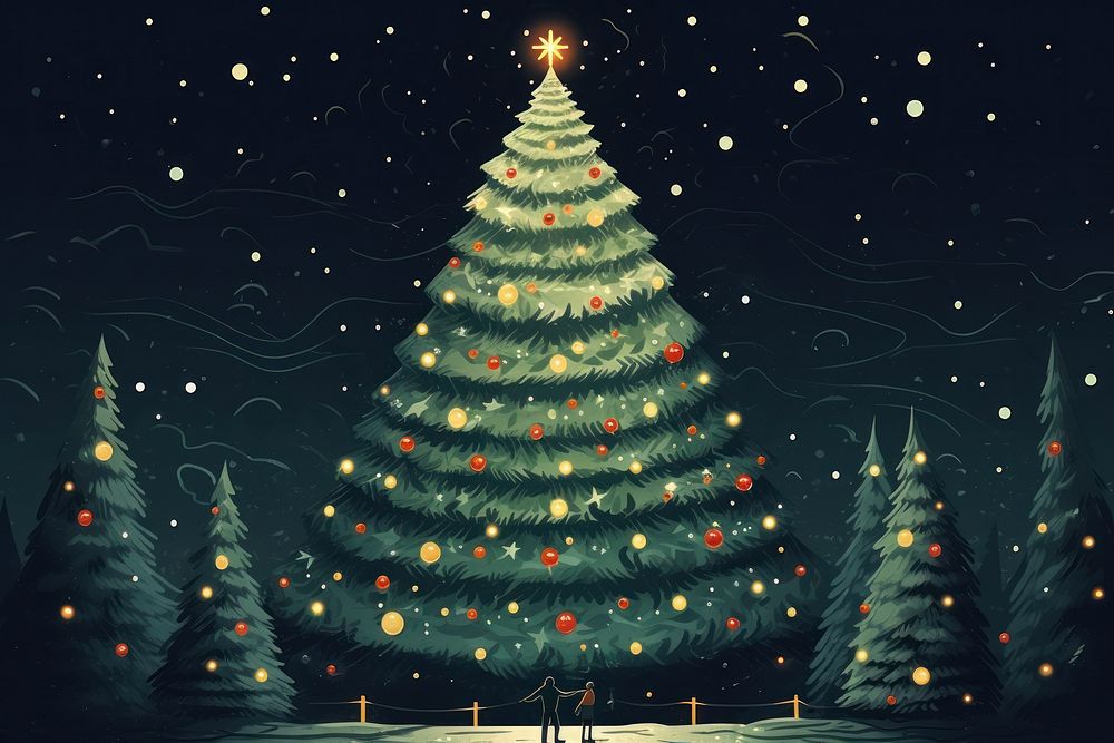 Christmas tree night plant. AI generated Image by rawpixel.