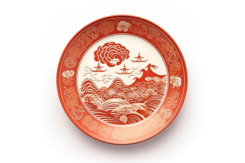 Traditional Chinese plate porcelain bowl art. AI generated Image by rawpixel.