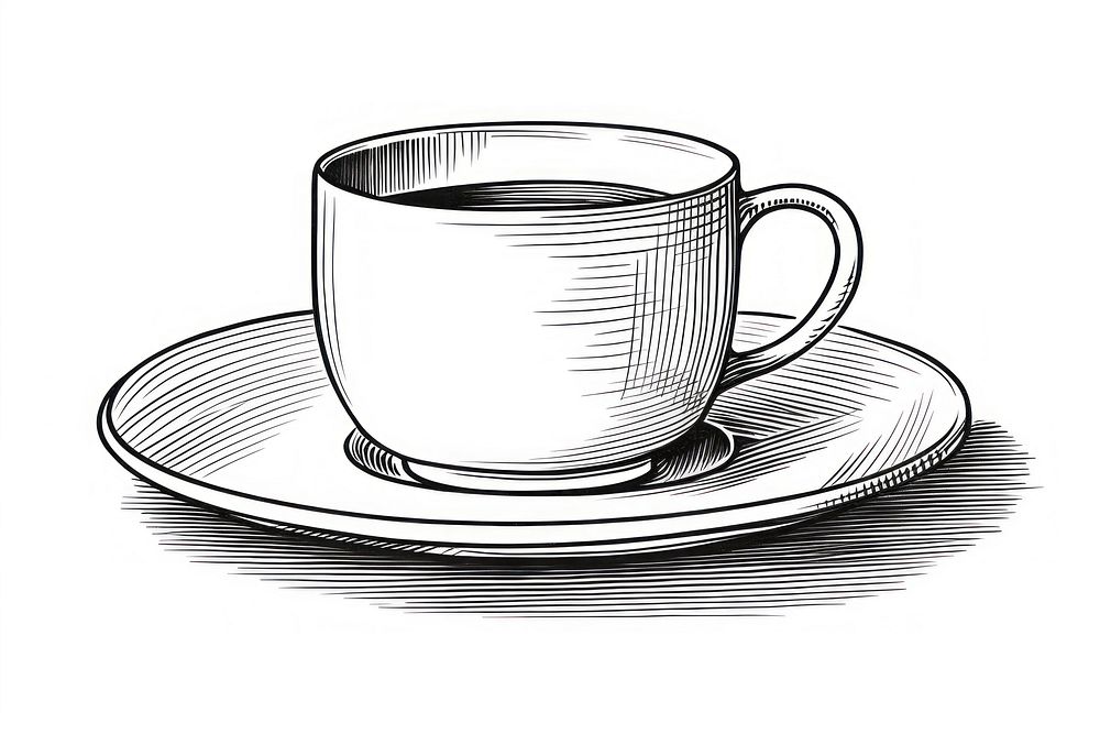 A minimal coffee cup saucer sketch drink. AI generated Image by rawpixel.
