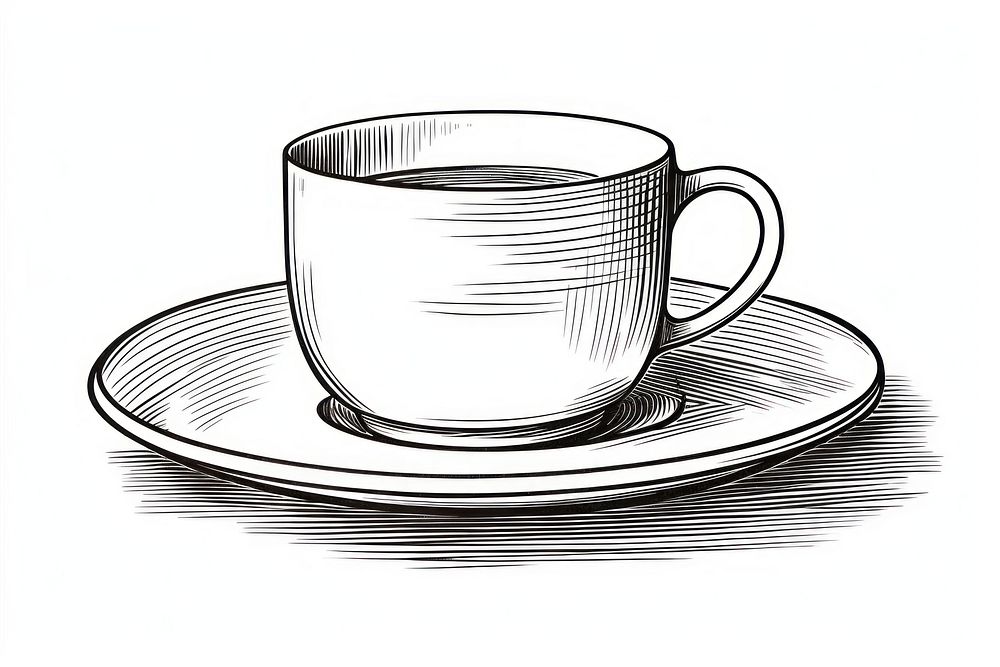 A minimal coffee cup saucer sketch drink. AI generated Image by rawpixel.