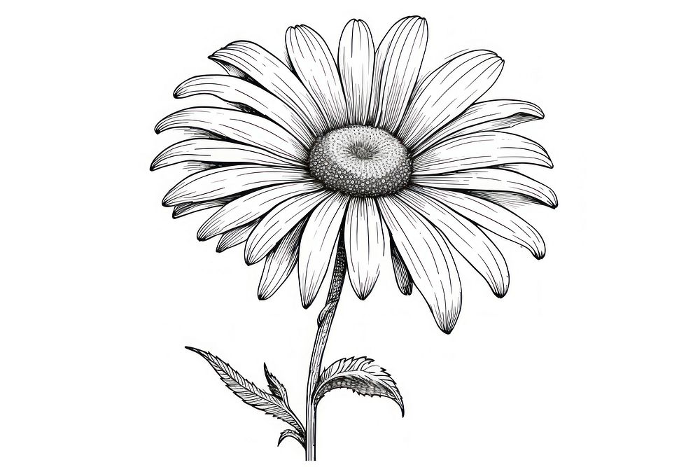 A minimal daisy sketch drawing flower. AI generated Image by rawpixel.