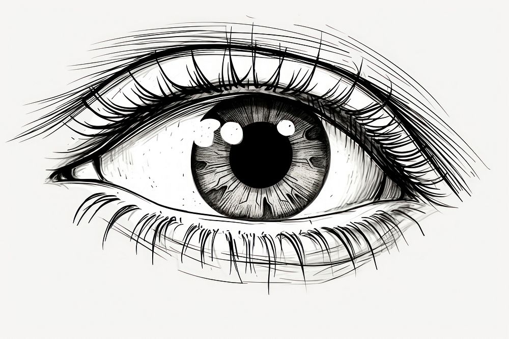 A minimal eye sketch drawing black. AI generated Image by rawpixel.