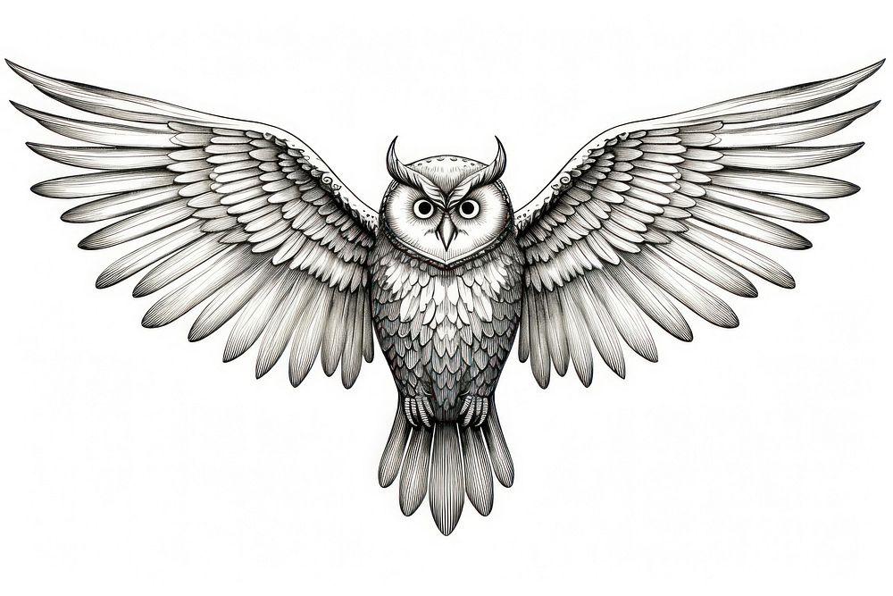 A minimal owl sketch drawing animal. AI generated Image by rawpixel.