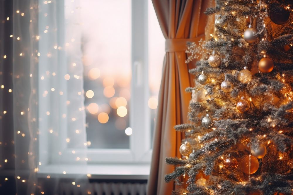 Christmas glowing window light. AI generated Image by rawpixel.