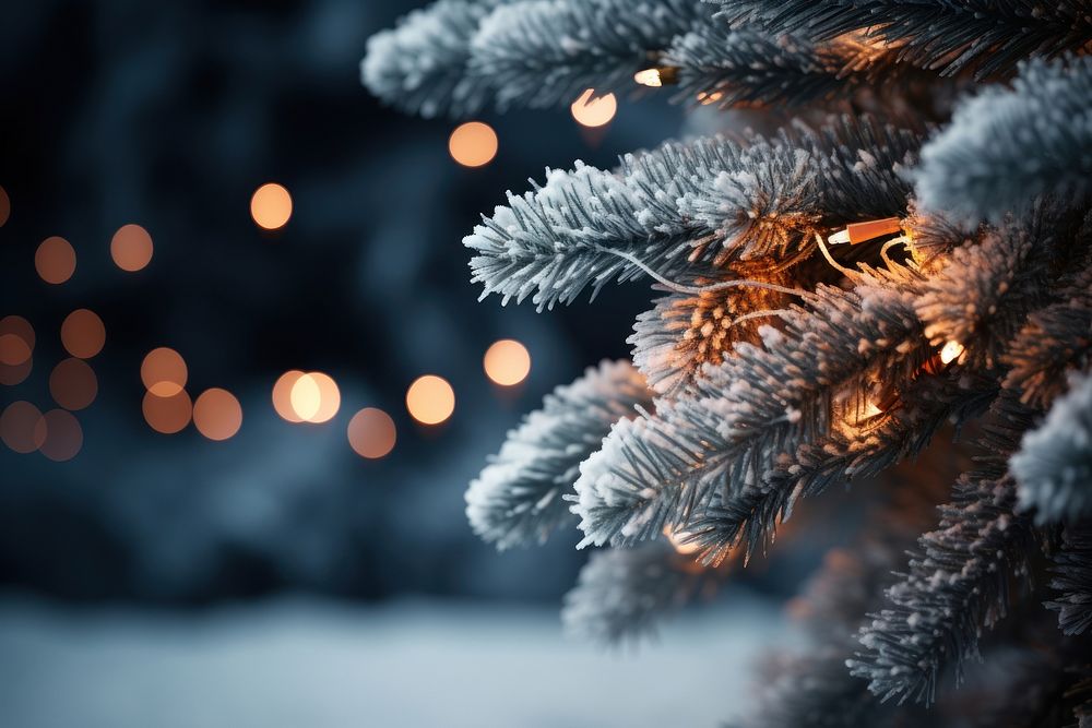 Christmas night tree outdoors. AI generated Image by rawpixel.