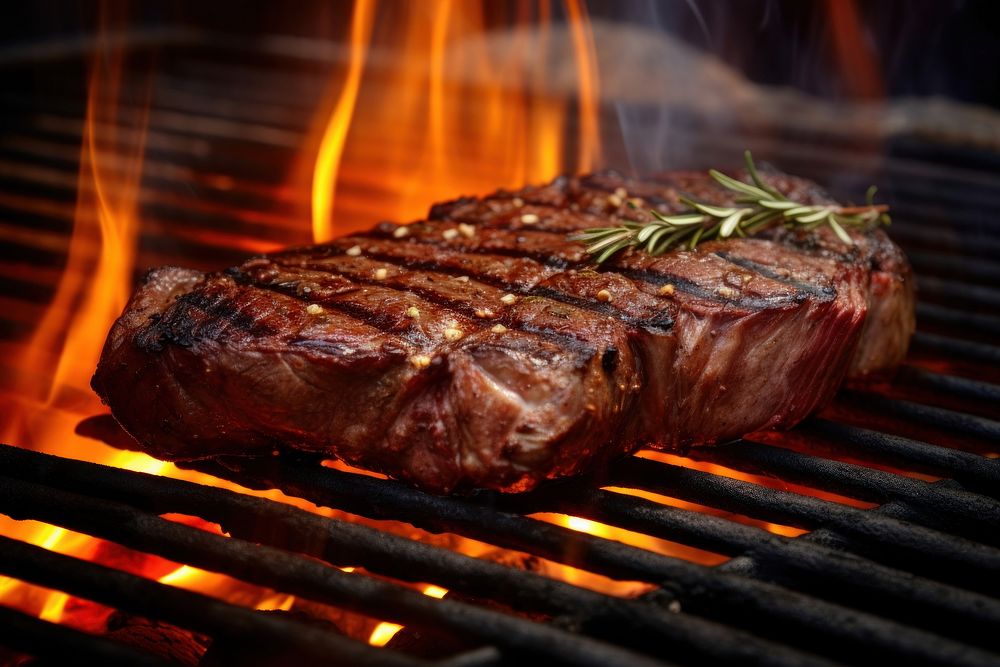 Steak cooking grilling meat beef. AI generated Image by rawpixel.