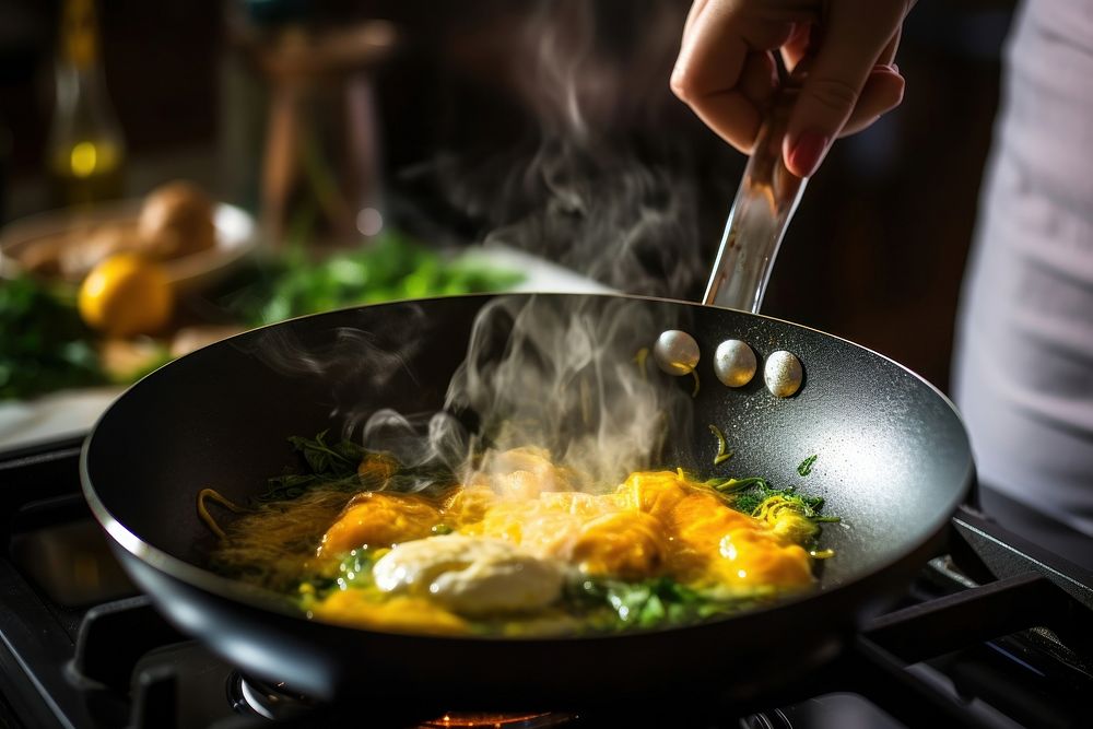 Frying egg kitchen cooking food. AI generated Image by rawpixel.