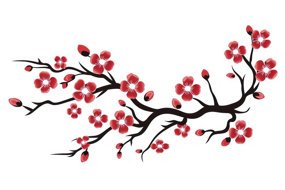 Plum Blossom blossom flower plant. AI generated Image by rawpixel.