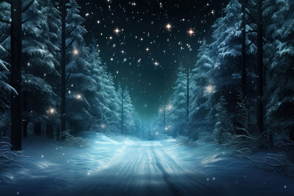 Christmas night snow outdoors nature. AI generated Image by rawpixel.