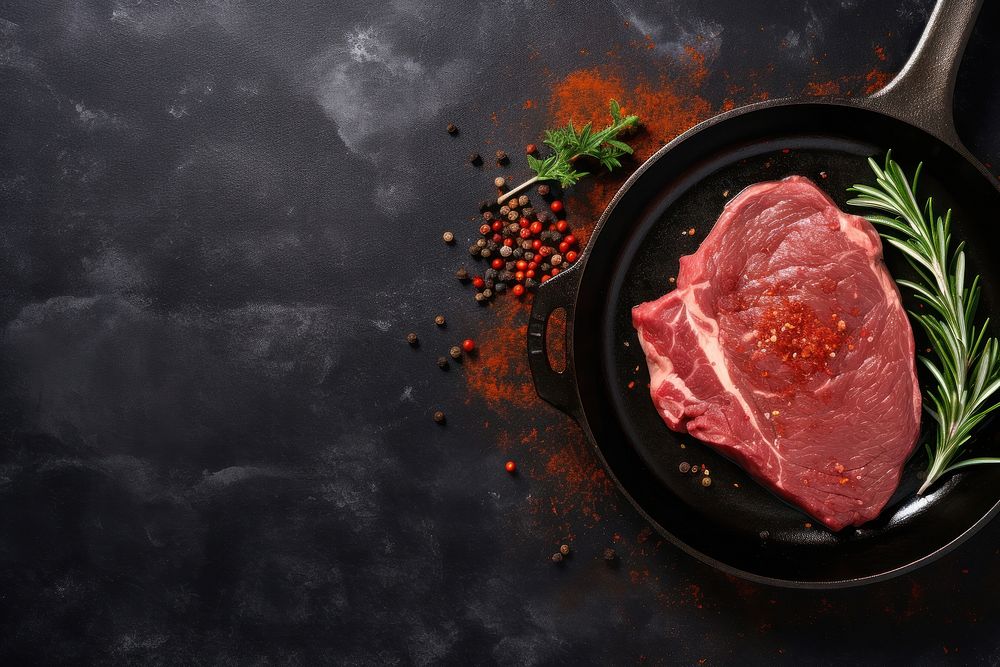 Raw meat steak beef food pork. AI generated Image by rawpixel.