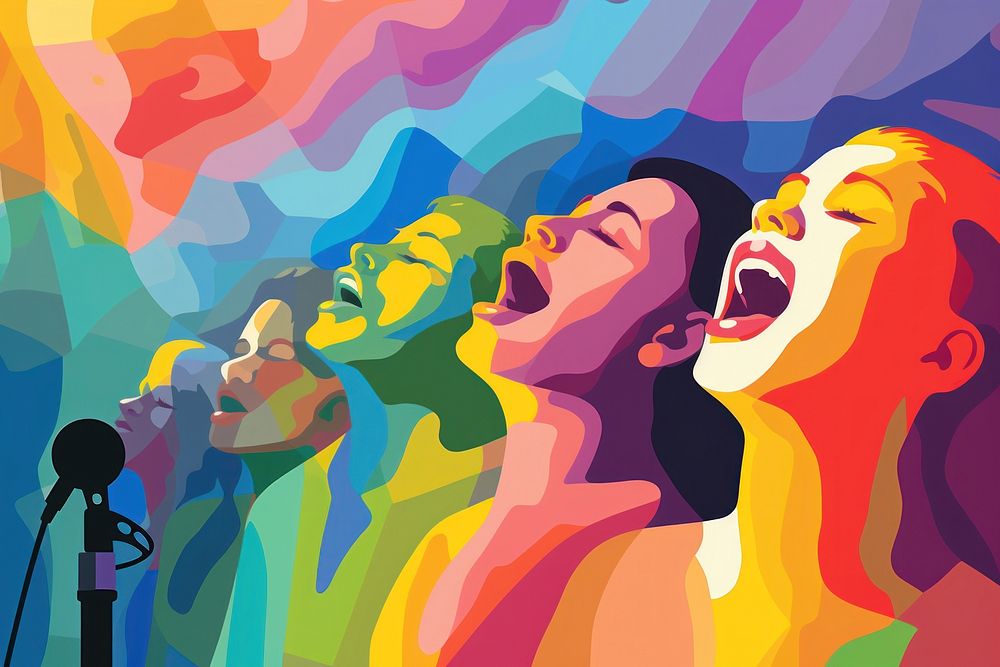 Diverse group singing adult togetherness performance. AI generated Image by rawpixel.