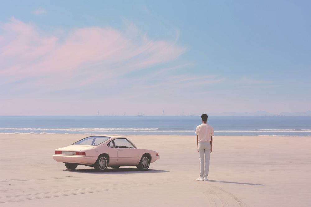 Beach car outdoors horizon. AI generated Image by rawpixel.
