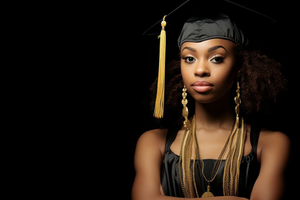 African american graduation necklace portrait. AI generated Image by rawpixel.
