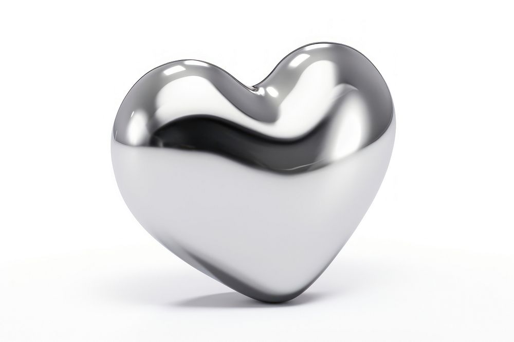 PNG Heart shape white background jewelry silver. AI generated Image by rawpixel.