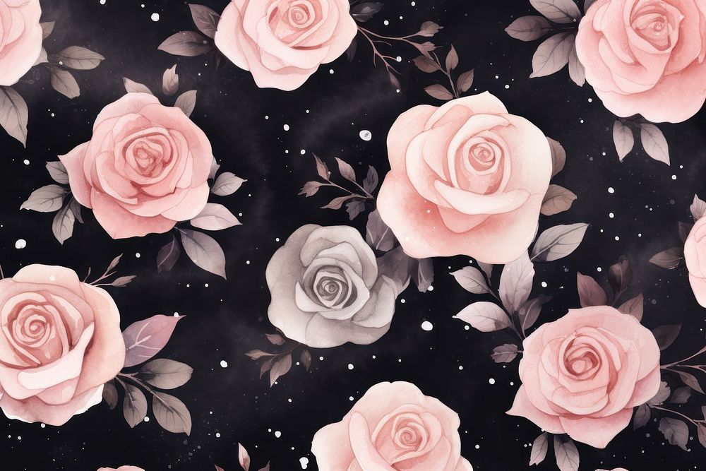 Black rose pattern backgrounds flower. AI generated Image by rawpixel.