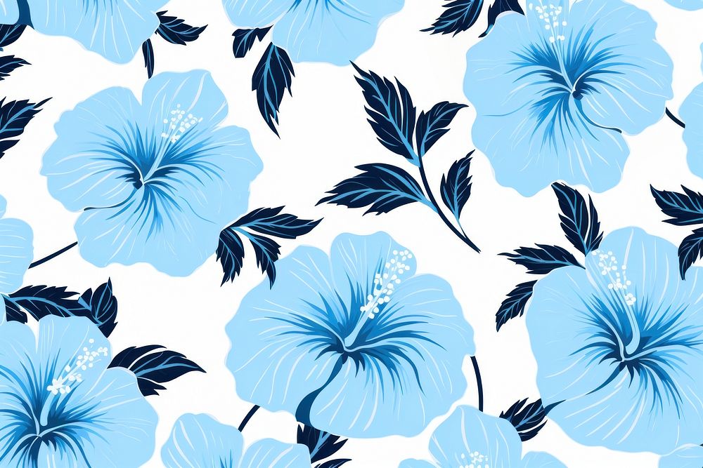 Blue hibiscus pattern backgrounds flower. AI generated Image by rawpixel.