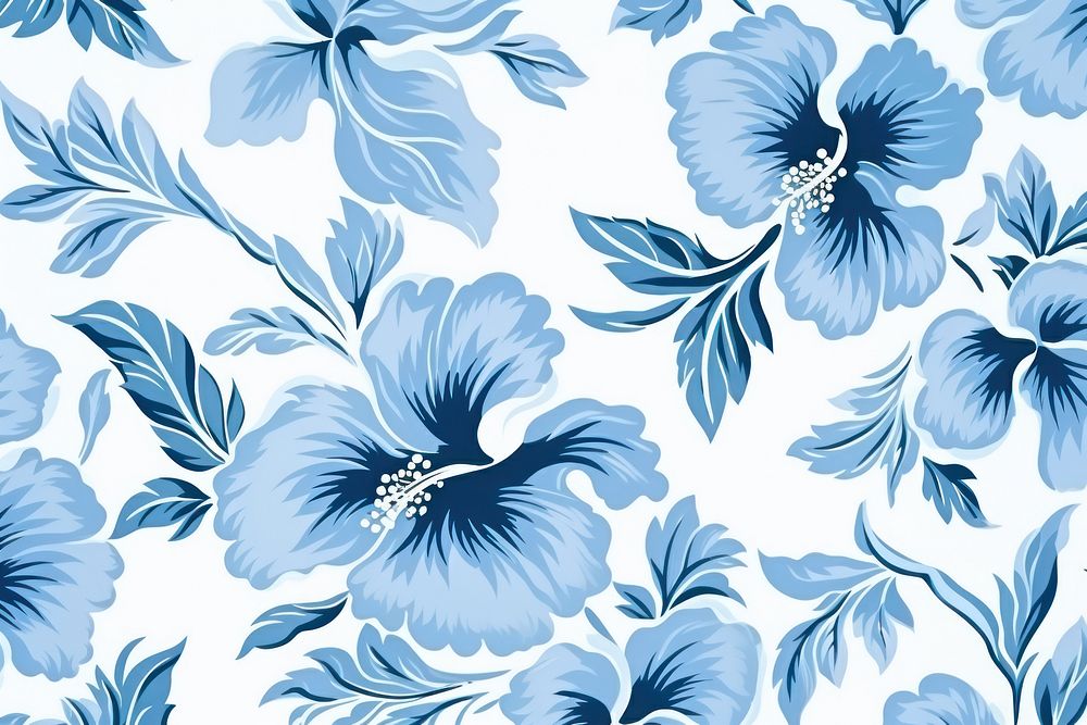 Blue hibiscus pattern backgrounds inflorescence. AI generated Image by rawpixel.