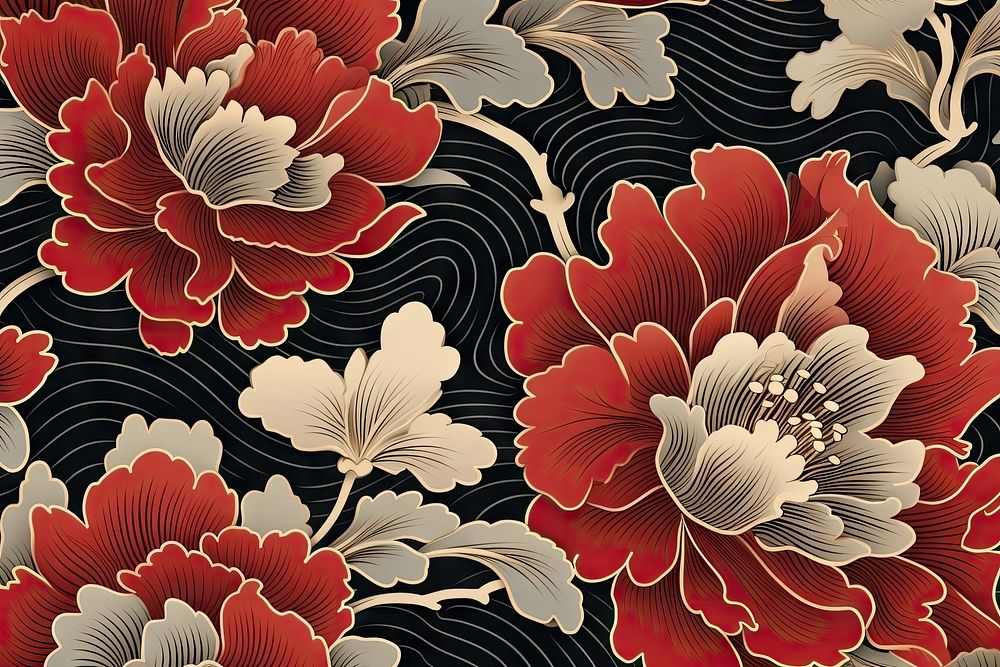 Chinese new year pattern flower art. AI generated Image by rawpixel.