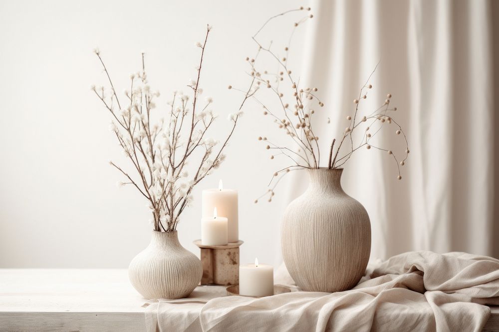Decoration furniture candle flower. AI generated Image by rawpixel.