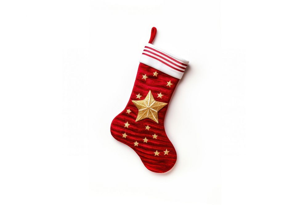 Christmas hang decorative stocking sock gift white background. AI generated Image by rawpixel.