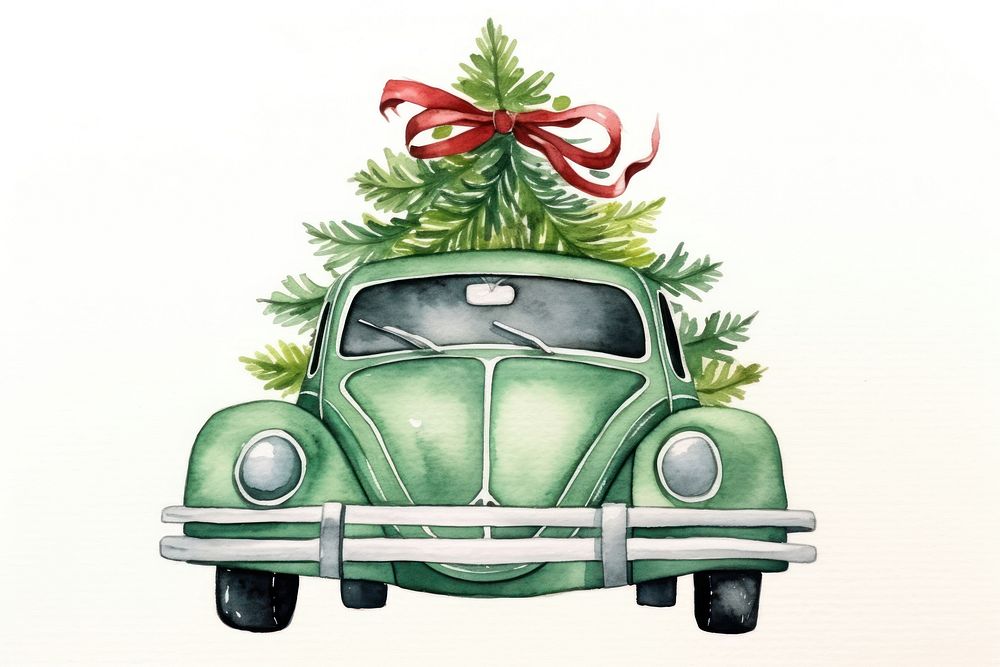 Christmas green car christmas vehicle plant. AI generated Image by rawpixel.
