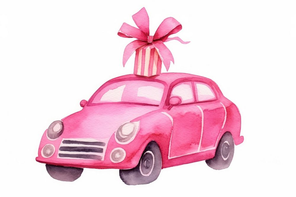 Christmas pink car vehicle transportation celebration. AI generated Image by rawpixel.