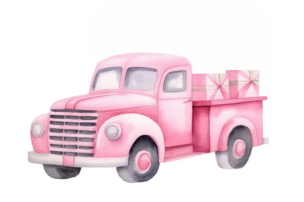 Christmas pink car truck vehicle transportation. AI generated Image by rawpixel.
