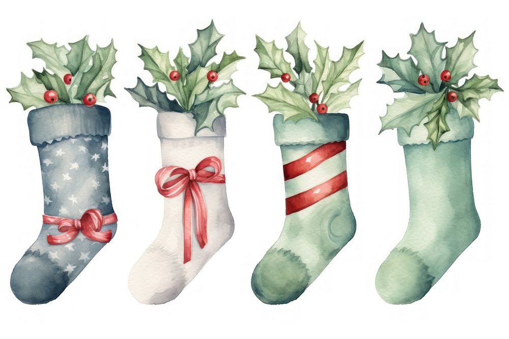 Christmas socks christmas plant holly. AI generated Image by rawpixel.