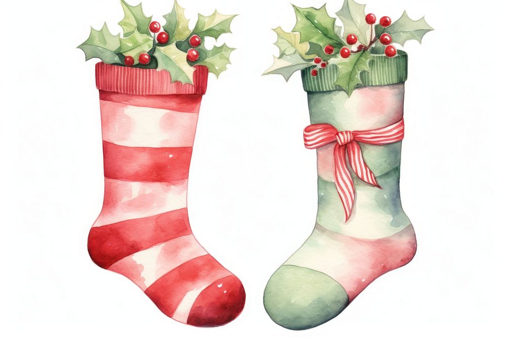 Christmas holly gift sock. AI generated Image by rawpixel.
